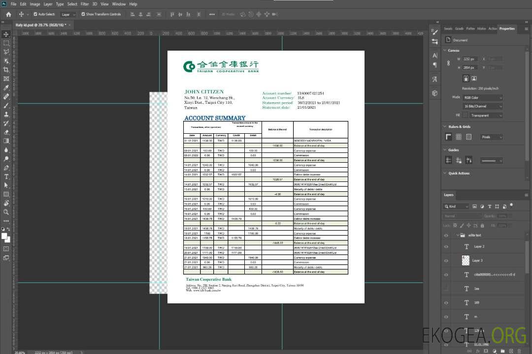 Banque coopérative de Taiwan excel pdf template